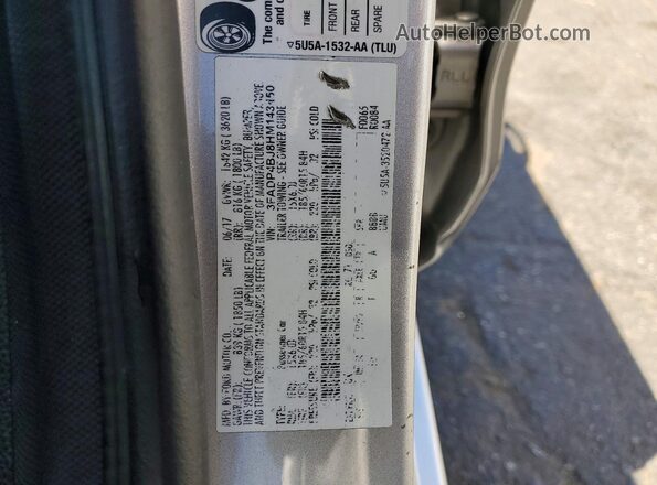 3FADP4BJ8HM143450 2017 FORD FIESTA Silver Շարժիչի բաժամունքի տեսք