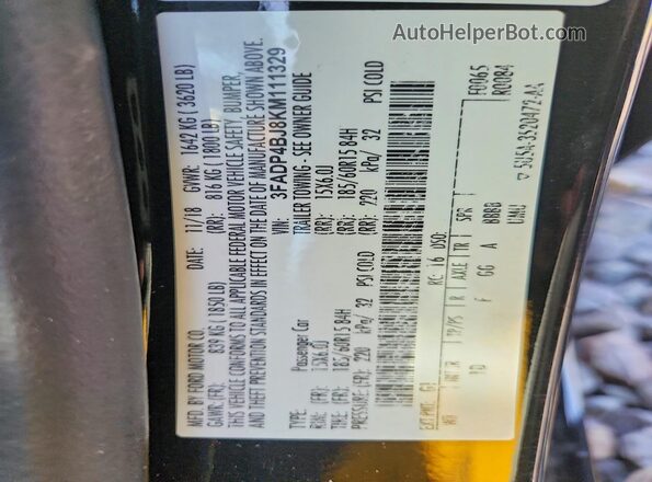 3FADP4BJ8KM111329 2019 FORD FIESTA Black Вид підкапотного простору