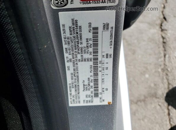 3FADP4BJ8KM154990 2019 FORD FIESTA Silver ძრავის განყოფილების ხედი