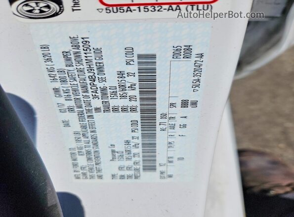 3FADP4BJ9HM115091 2017 FORD FIESTA White ძრავის განყოფილების ხედი
