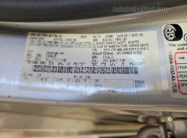 3FADP4BJ9HM131663 2017 FORD FIESTA Silver Engine compartment view