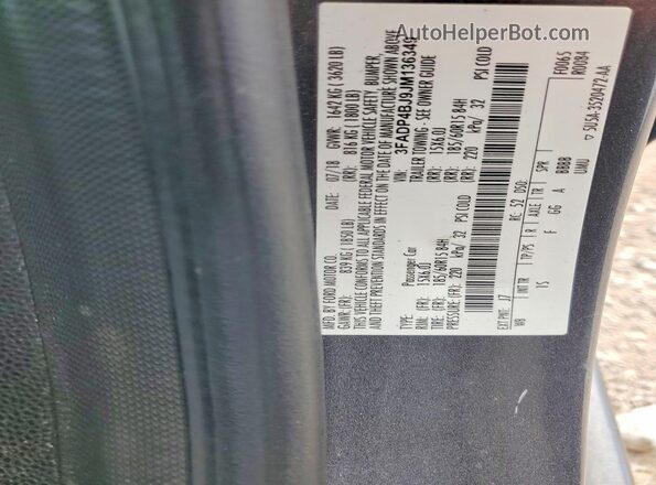 3FADP4BJ9JM136349 2018 FORD FIESTA Gray 