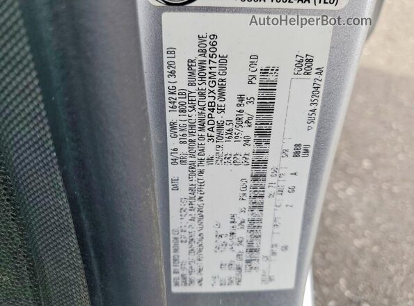 3FADP4BJXGM175069 2016 FORD FIESTA Silver Շարժիչի բաժամունքի տեսք