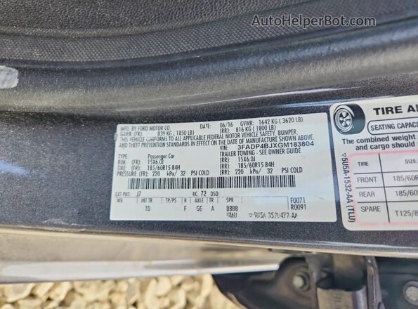 3FADP4BJXGM183804 2016 FORD FIESTA Серебряный Вид подкапотного пространства