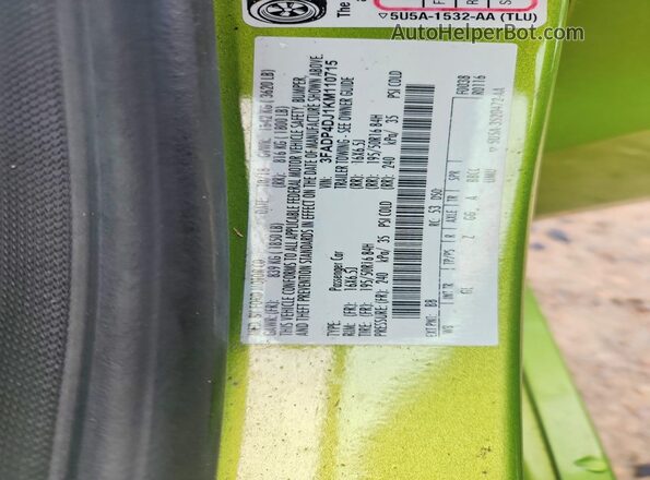 3FADP4DJ1KM110715 2019 FORD FIESTA Green Widok komory silnika