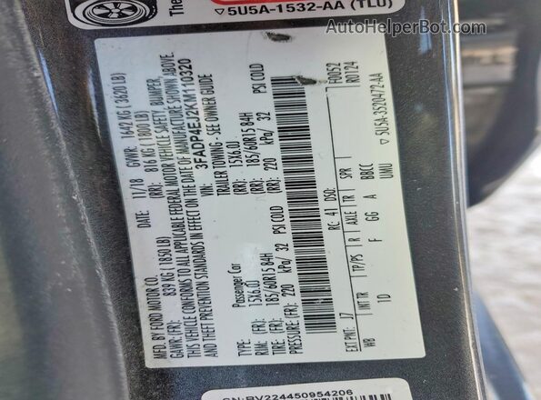 3FADP4EJ2KM110320 2019 FORD FIESTA Charcoal Вид підкапотного простору