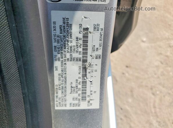 3FADP4EJ3GM128915 2016 FORD FIESTA Silver Вид підкапотного простору