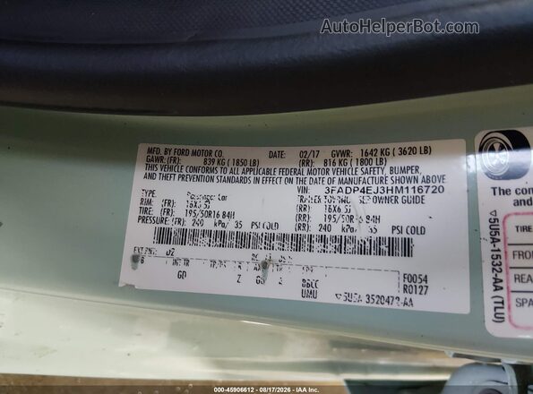 3FADP4EJ3HM116720 2017 FORD FIESTA Blue Շարժիչի բաժամունքի տեսք