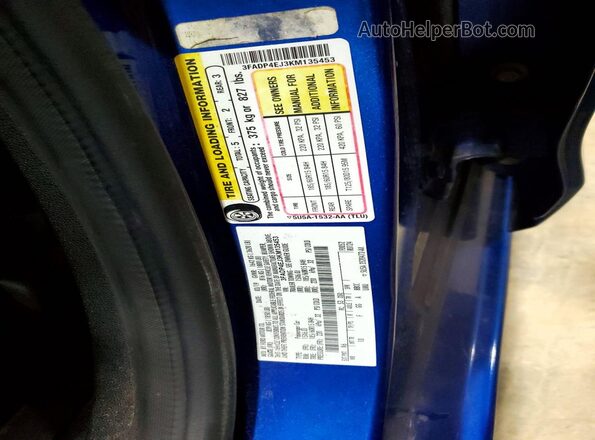 3FADP4EJ3KM135453 2019 FORD FIESTA Blue Շարժիչի բաժամունքի տեսք
