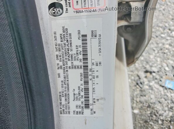 3FADP4EJ6JM133520 2018 FORD FIESTA Белый Вид подкапотного пространства