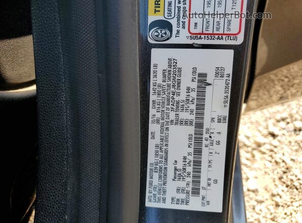 3FADP4EJ8GM203527 2016 FORD FIESTA Gray ძრავის განყოფილების ხედი