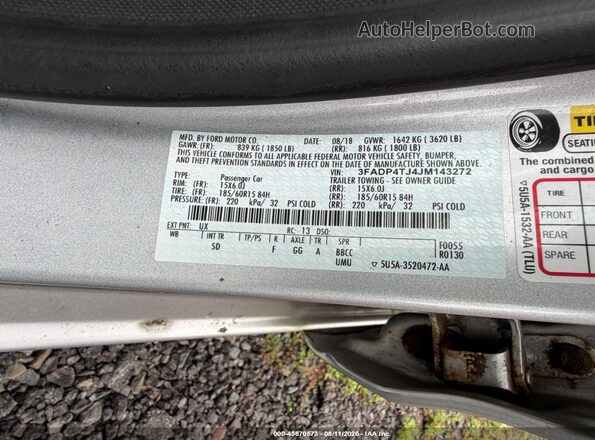 3FADP4TJ4JM143272 2018 FORD FIESTA White Շարժիչի բաժամունքի տեսք