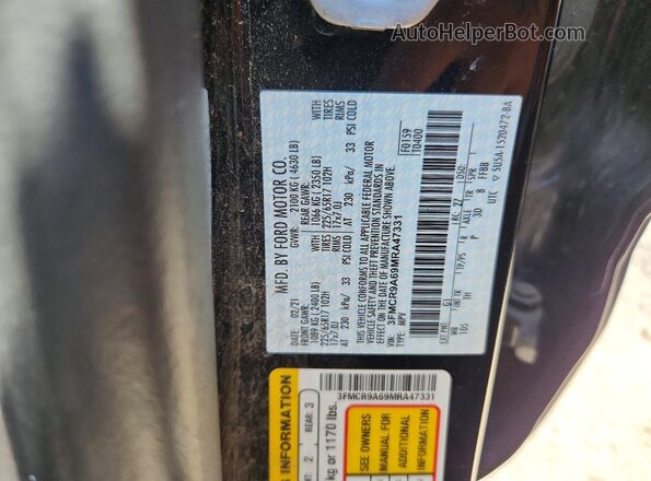 3FMCR9A69MRA47331 2021 FORD BRONCO Black VIN sticker view
