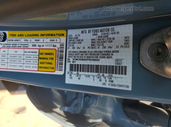 3FMCR9B60PRD96820 2023 FORD BRONCO Blue VIN կոդի պիտակի տեսք