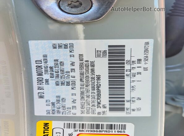 3FMCR9B68PRD11965 2023 FORD BRONCO Beige Vista de la etiqueta del VIN