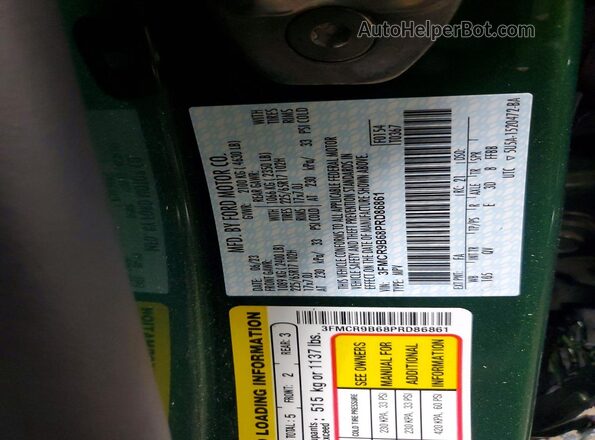 3FMCR9B68PRD86861 2023 FORD BRONCO Green Widok naklejki z numerem VIN