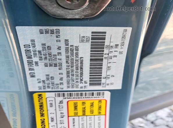 3FMCR9B6XMRA96679 2021 FORD BRONCO Синий Вид наклейки с VIN-кодом
