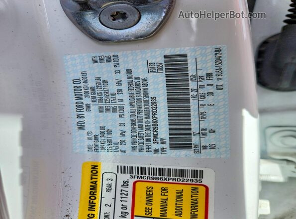 3FMCR9B6XPRD22935 2023 FORD BRONCO White Widok wnętrza 360 stopni