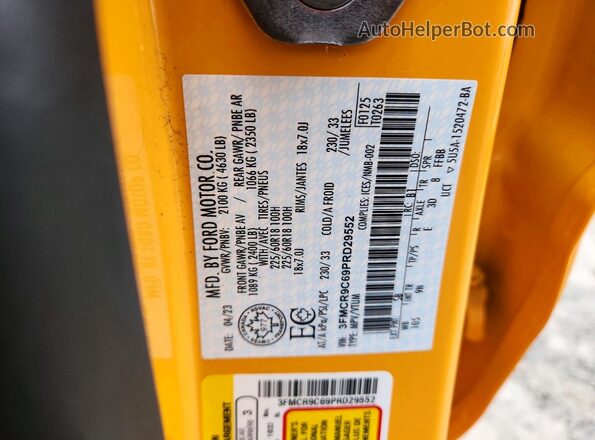 3FMCR9C69PRD29552 2023 FORD BRONCO Yellow Vista del compartimento del motor