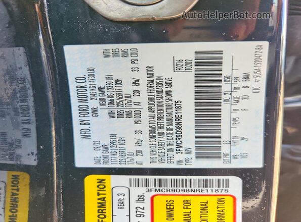 3FMCR9D98NRE11875 2022 FORD BRONCO Blue 360 interior view