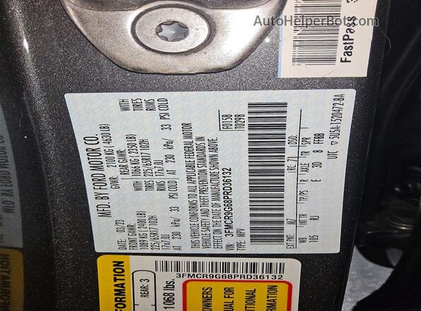 3FMCR9G68PRD36132 2023 FORD BRONCO Gray Вид наклейки з VIN-кодом