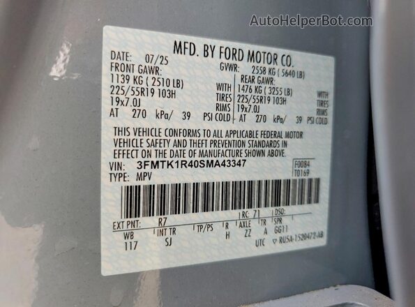 3FMTK1R40SMA43347 2025 FORD MUSTANG Gray 