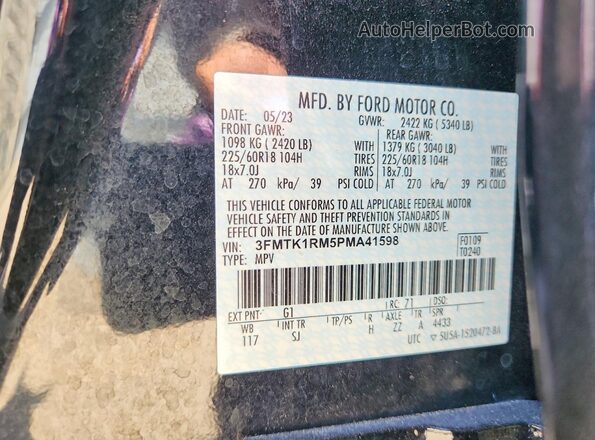 3FMTK1RM5PMA41598 2023 FORD MUSTANG Black Вид наклейки з VIN-кодом