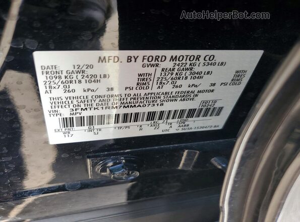3FMTK1RM7MMA07318 2021 FORD MUSTANG Black Շարժիչի բաժամունքի տեսք