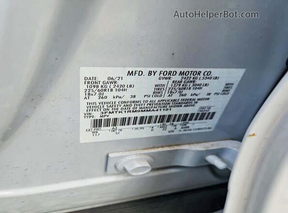 3FMTK1RM9MMA41101 2021 FORD MUSTANG Серый Вид подкапотного пространства