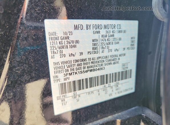 3FMTK1S54PMB04063 2023 FORD MUSTANG Черный Вид наклейки с VIN-кодом