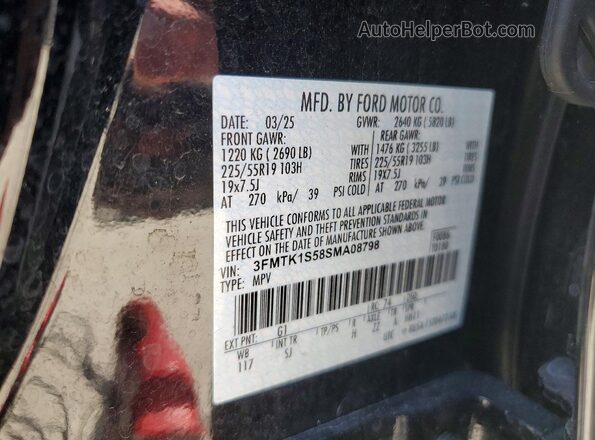 3FMTK1S58SMA08798 2025 FORD MUSTANG Black Widok naklejki z numerem VIN
