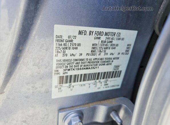 3FMTK1SS5NMA35211 2022 FORD MUSTANG Blue VIN sticker view