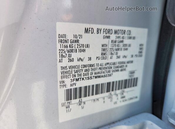 3FMTK1SS7MMA60397 2021 FORD MUSTANG Gray Widok wnętrza 360 stopni