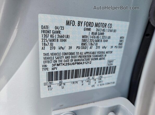 3FMTK2SU6PMA31212 2023 FORD MUSTANG Silver Панорамний вид салону 360°