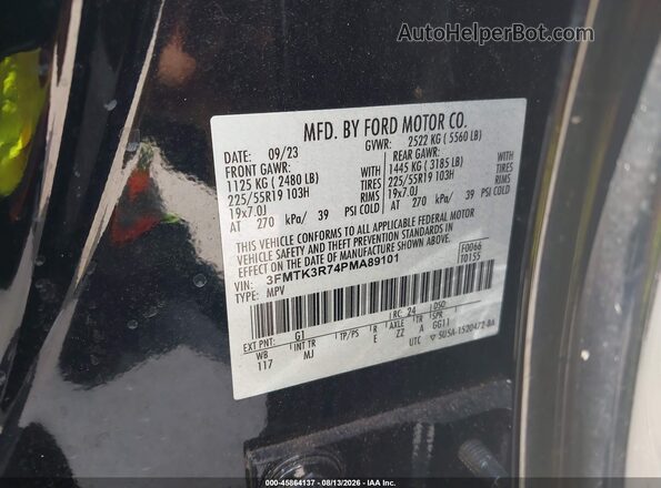 3FMTK3R74PMA89101 2023 FORD MUSTANG MACH-E Black Շարժիչի բաժամունքի տեսք