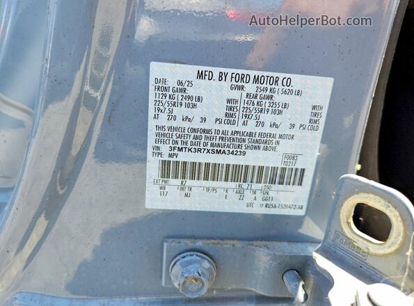 3FMTK3R7XSMA34239 2025 FORD MUSTANG Gray VIN კოდის სტიკერის ხედი
