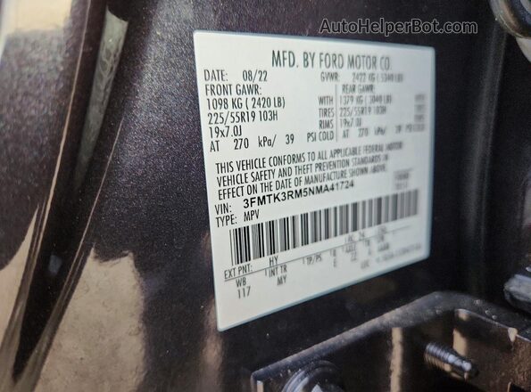 3FMTK3RM5NMA41724 2022 FORD MUSTANG Gray Vista del compartimento del motor