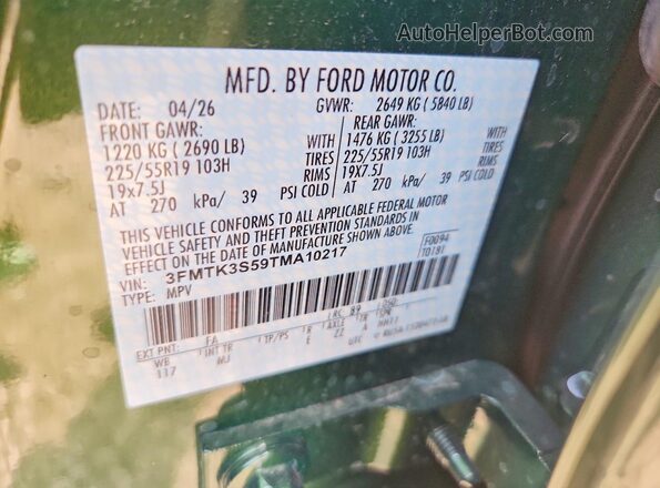 3FMTK3S59TMA10217 2026 FORD MUSTANG Green Widok komory silnika