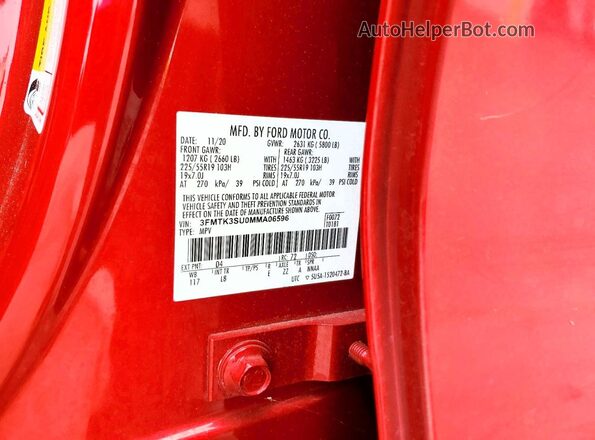 3FMTK3SU0MMA06596 2021 FORD MUSTANG Red Widok komory silnika