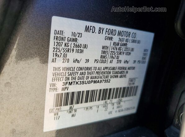 3FMTK3SU0PMA97552 2023 FORD MUSTANG Gray Սալոնի 360 աստիճան տեսք
