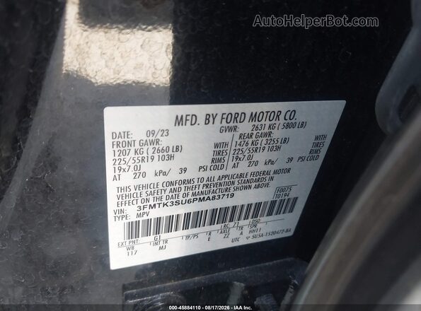 3FMTK3SU6PMA83719 2023 FORD MUSTANG MACH-E Black ძრავის განყოფილების ხედი