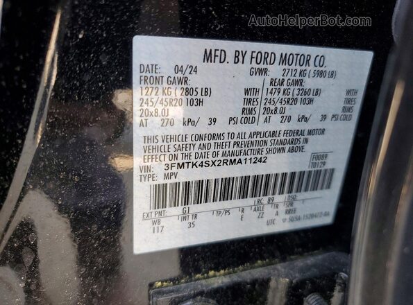 3FMTK4SX2RMA11242 2024 FORD MUSTANG Black Սալոնի 360 աստիճան տեսք
