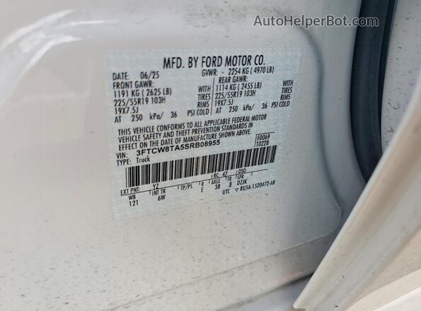 3FTCW8TA5SRB08955 2025 FORD MAVERICK White Widok komory silnika