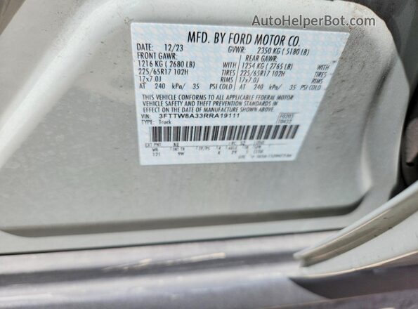 3FTTW8A33RRA19111 2024 FORD MAVERICK Green ძრავის განყოფილების ხედი