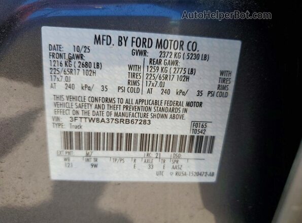 3FTTW8A37SRB67283 2025 FORD MAVERICK Gray Widok komory silnika