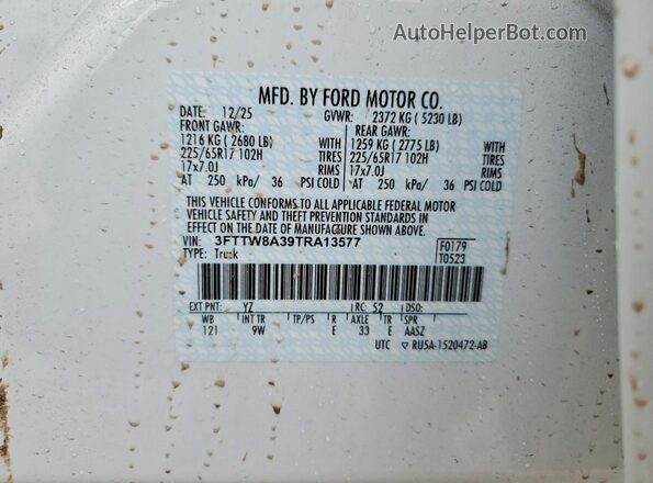 3FTTW8A39TRA13577 2026 FORD MAVERICK White ძრავის განყოფილების ხედი