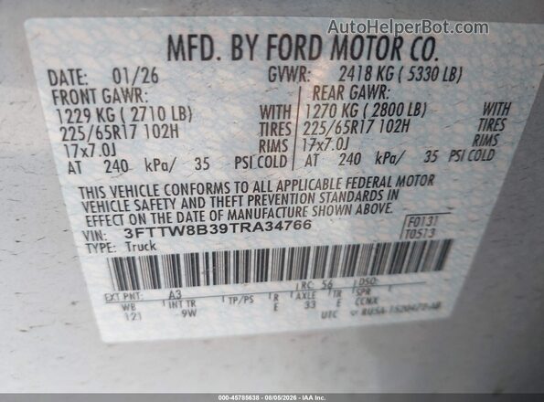3FTTW8B39TRA34766 2026 FORD MAVERICK Turquoise Engine compartment view