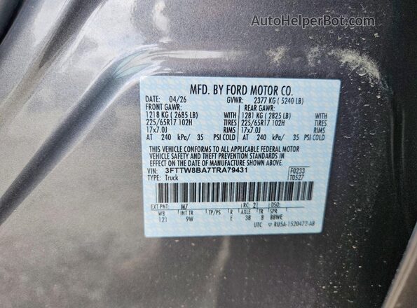 3FTTW8BA7TRA79431 2026 FORD MAVERICK Gray Vista del compartimento del motor
