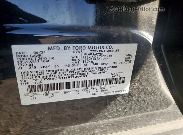 3FTTW8C91RRB29091 2024 FORD MAVERICK Black Vista de la etiqueta del VIN
