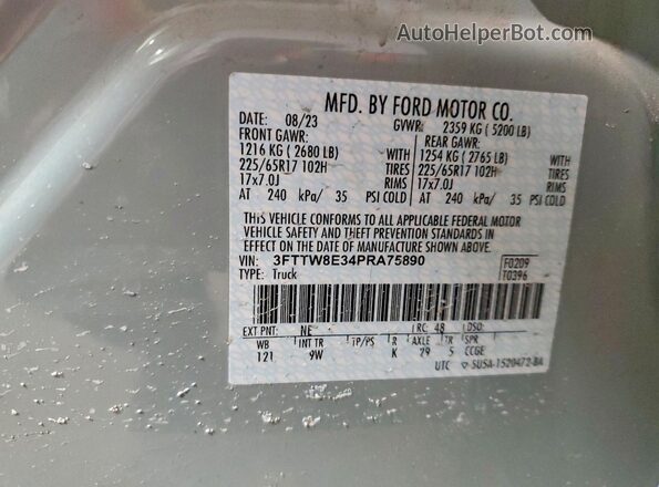 3FTTW8E34PRA75890 2023 FORD MAVERICK Серый Вид подкапотного пространства